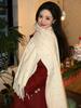 Women Sweet Simple White Tassel Scarf Winter Preppy Style Warm Scarve Pashmina Mujer Femme Foulard Bufanda Wrap Shawl Casual New