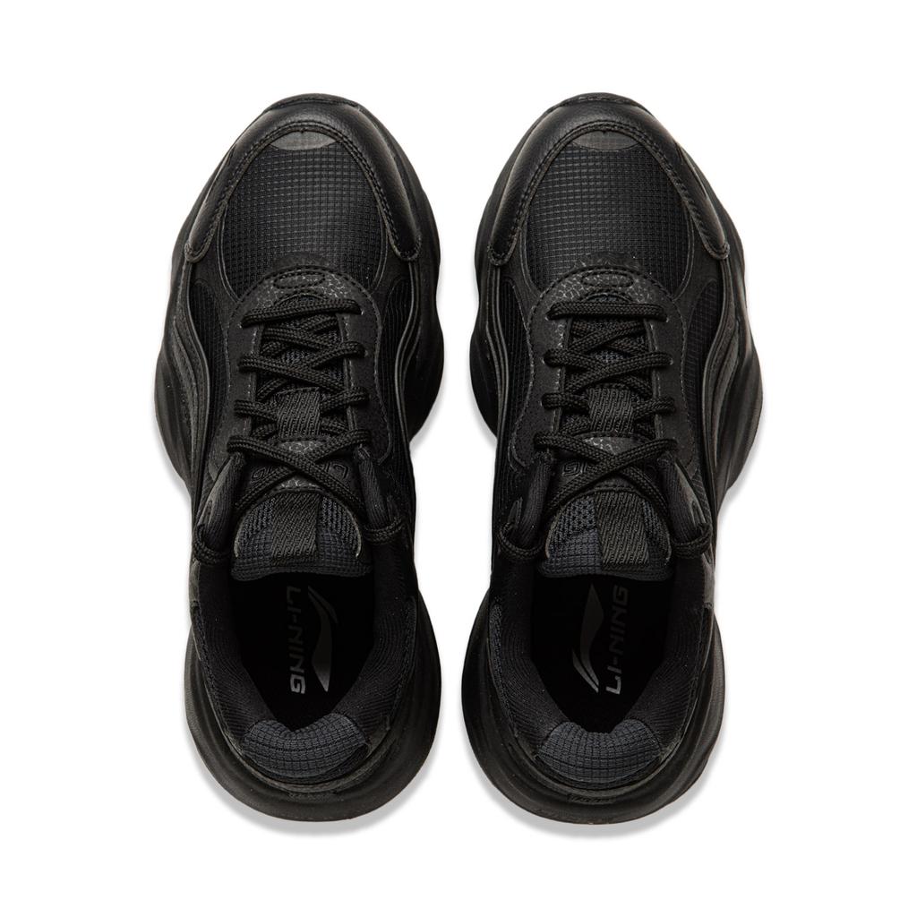 Li Ning Honey Thick Sole Height Increasing Shock Absorbing Non-Slip Wear-Resistant Low-Top Casual Shoes Women sneaker Black AGCU252-3