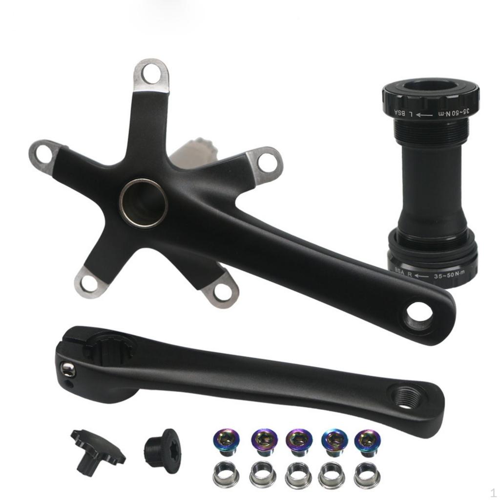 130 44T Crankset Aluminum Alloy with Bottom Bracket Matte Black Cycle Part for Road Bikers,