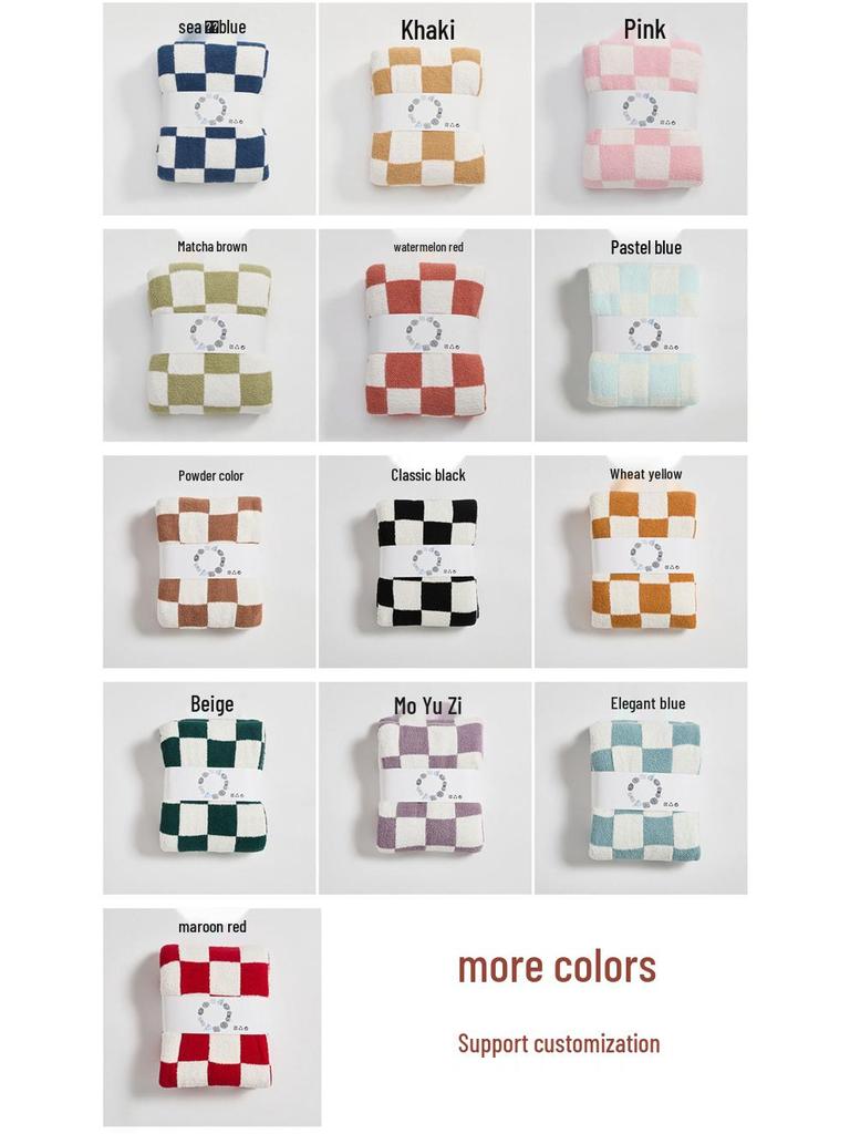 Retro Large Checkered Velvet Knitted Throw Blanket