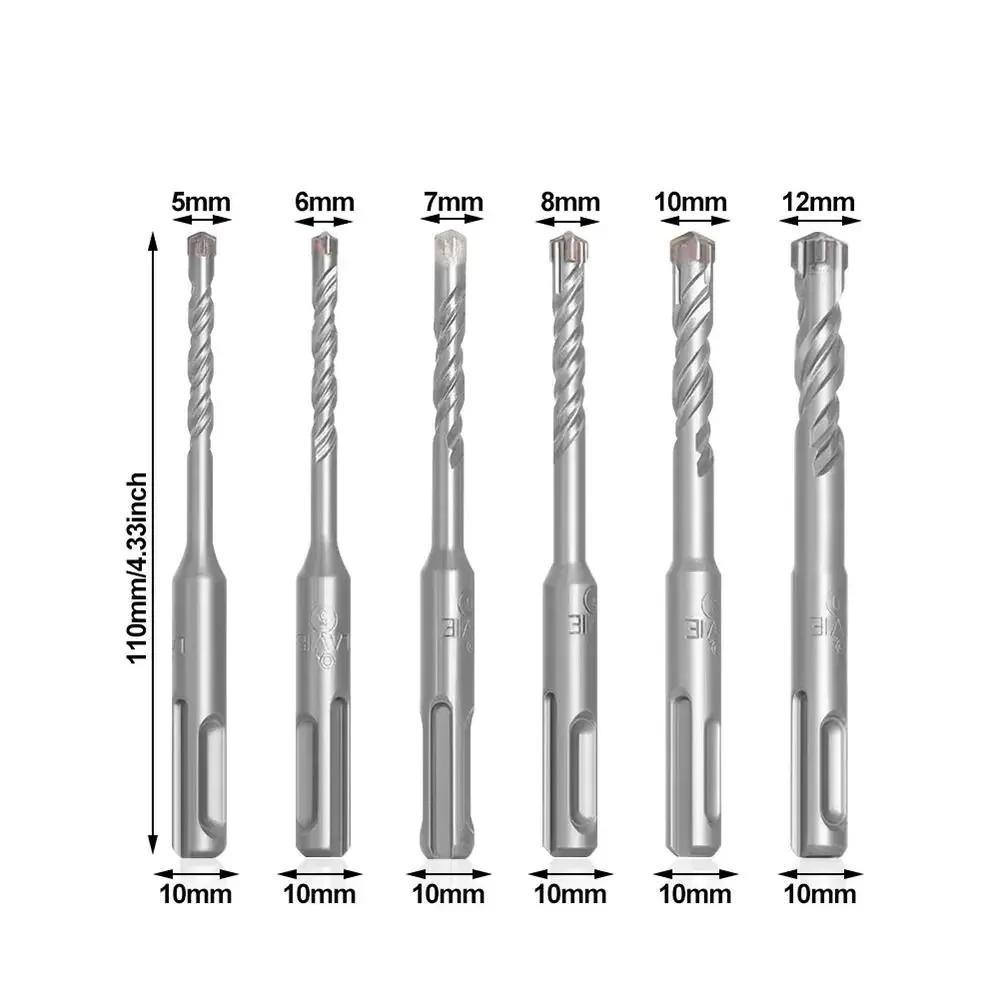 1 buc 5/6/7/8/10/12mm Burghiu Beton SDS Plus Vârfuri Cruce 110mm 160mm Ciocane Rotative 4 Tăietoare Coadă Rotundă Unealtă Manuală