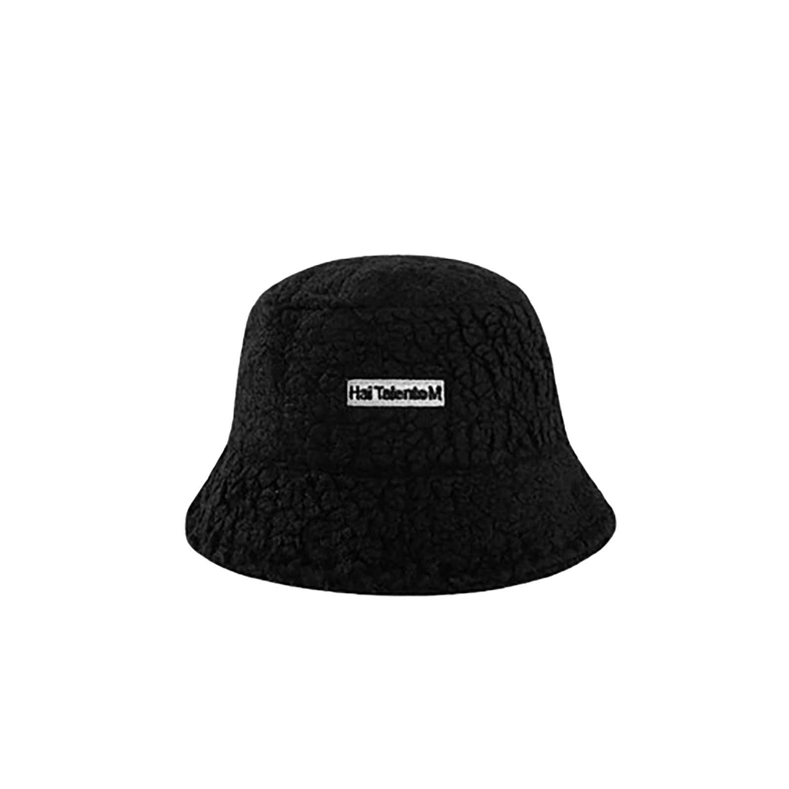 Women s Cycling Caps Winter Lamb Velvet Fisherman Hat Warm Windproof Korean Style Small Label Letter Plush Lamb Fur Bucket Hat