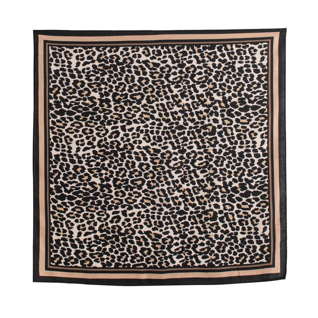 French retro leopard print silk scarf neck scarf simulation silk foreign style versatile temperament square scarf female live broadcast