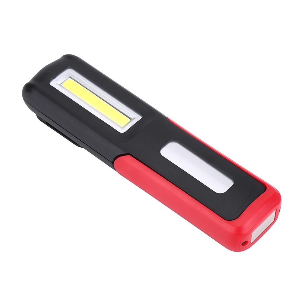 Portable USB Rechargeable LED COB Working Lamp Light Outdoor Magnet Hook Flashlight(Red)