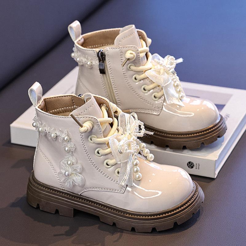 Kids Fashion Pearl Ankle Boots Spring Soft‑sole Princess Short Boots for Girls