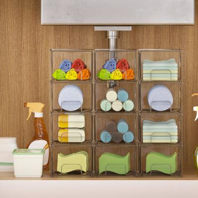 Transparent Storage Box Stackable Cosmetic Organizer Drawer Large Capacity Stable Makeup Organizer Bathroom Counter Dresser Cabinets Vanity Container
