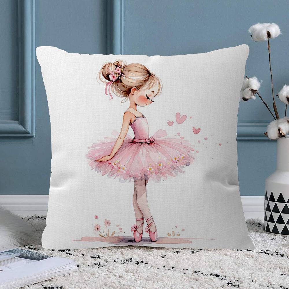 Pink Ballerina Girl Butterfly Pillow Gift Home Office Decoration Bedroom Sofa Car Cushion Cover Case X