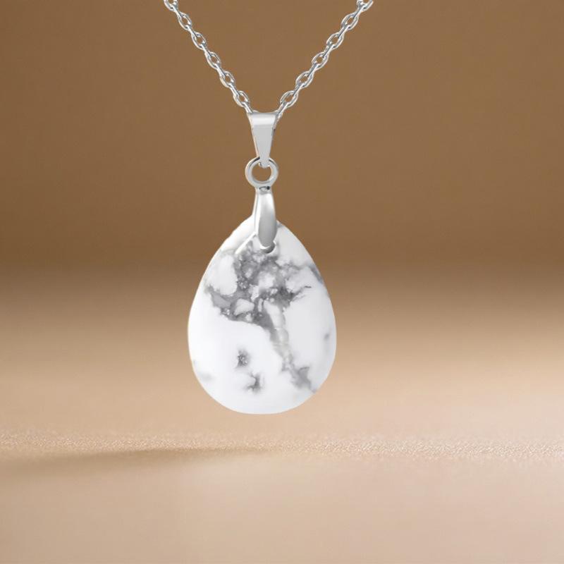 High quality hot selling natural crystal stone water drop pendant necklace jewelry simple fashion necklace merchandise jewelry
