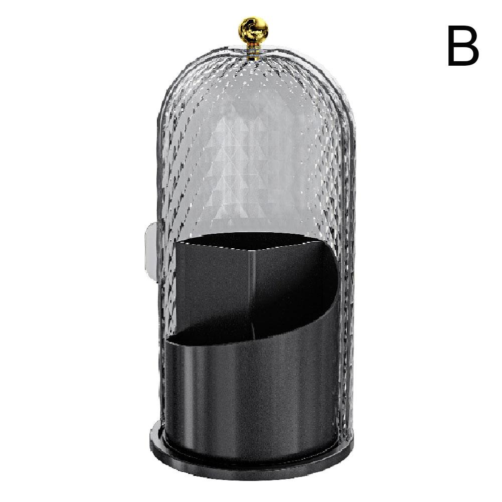 

Вращающийся на 360° держатель для кистей для макияжа с крышкой, настольный органайзер для макияжа, хранение косметики, пыленепроницаемый держатель для кистей, контейнер для украшений чёрный