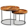 Day and Night - Day and Night Set of Side Tables 2 Units Solid Mango Wood