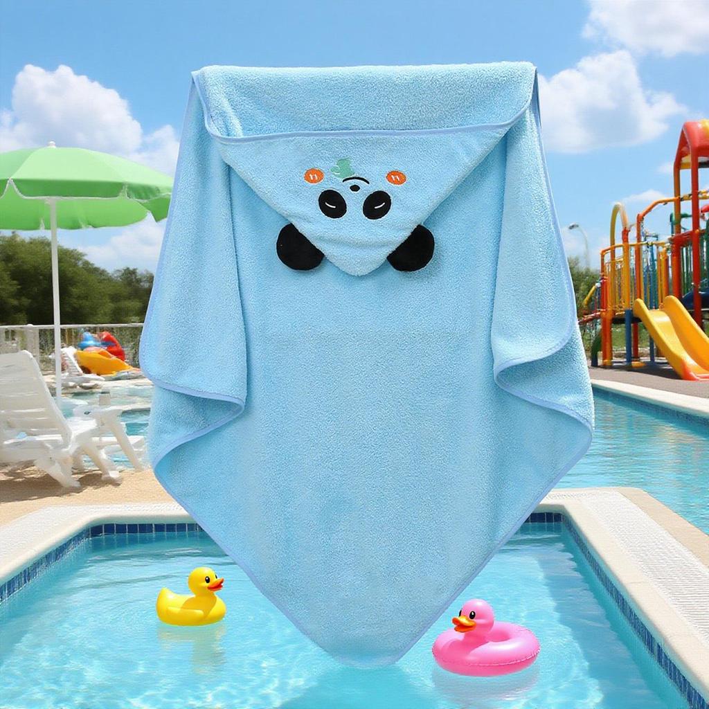 Cartoon Hooded Baby Swaddle & Bath Towel - Coral Fleece, Absorbent, Embroidered, Newborn To Toddler