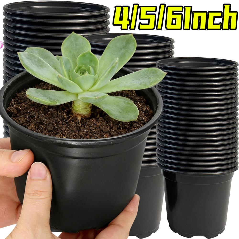 4/5/6Inch Plastic Plant Flower Pots Cultivation Seeds Growing Container with Drainage Holes for Seedling Cutting Transplanting