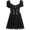 Goth Gothic Vintage Princess Dress Women Dark Lace Up Cross Corset Streetwear Partywear Lolita Female