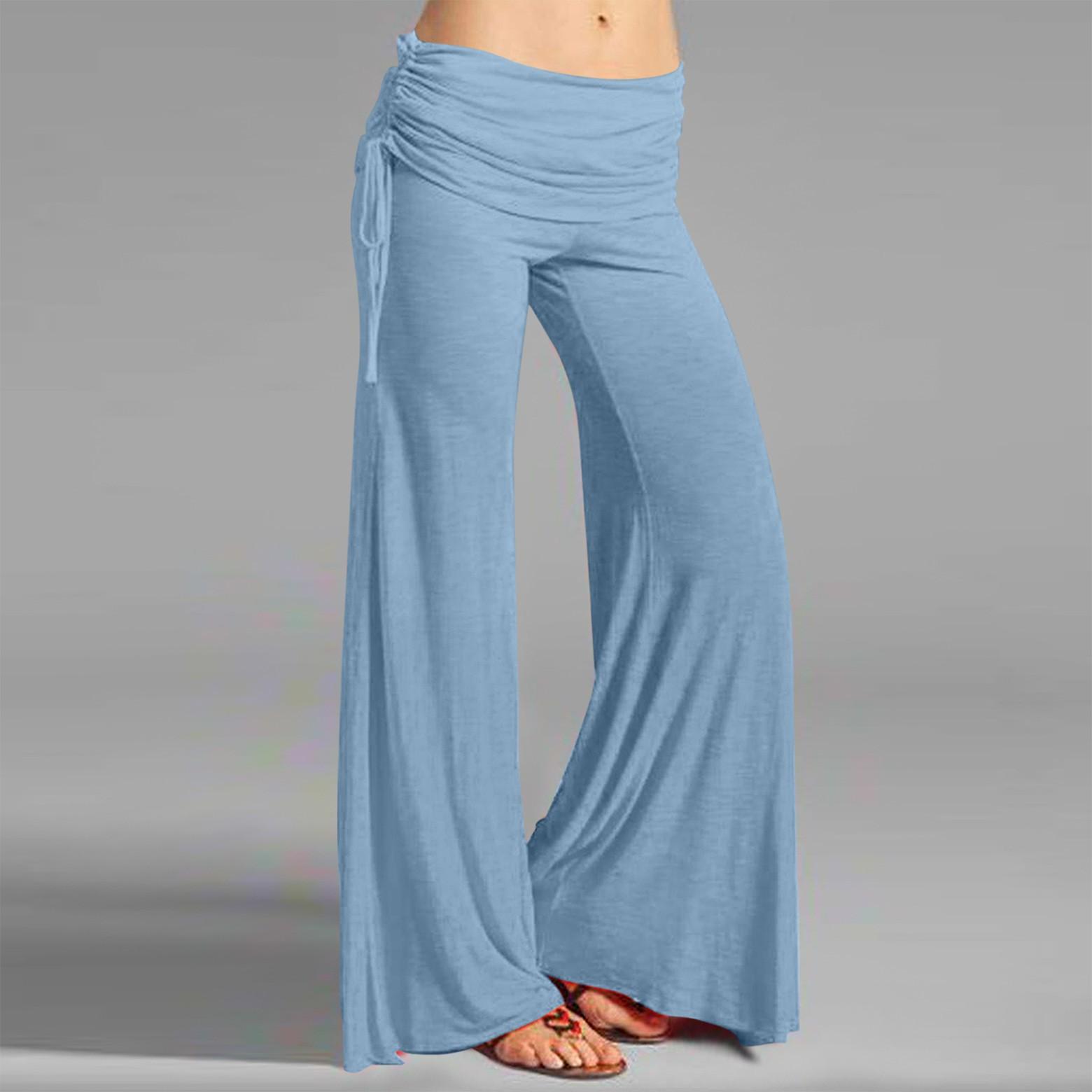 

Женские модные градиентные однотонные повседневные расклешенные брюки с завязками, широкие брюки XXL