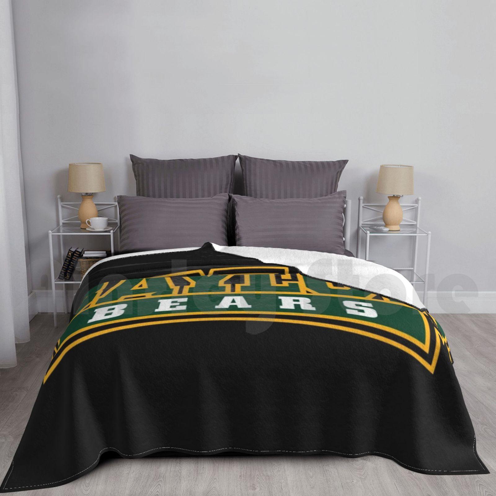Baylor Bears Blanket For Sofa Bed Travel Baylor Bears University Collegiate Athletic Team American Collegiate Size: 75*100cm, Weight: 230 GSM