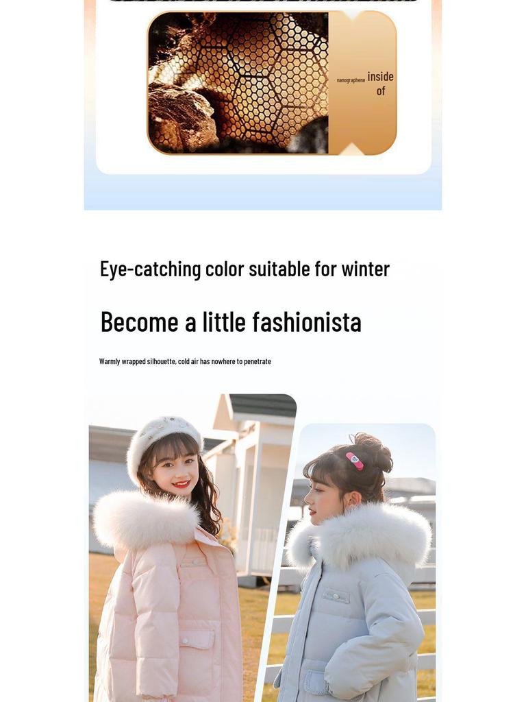 Girls' Mid-Length Down Jacket - 2025 Winter Collection: Thick, Warm, and Stylish for Children