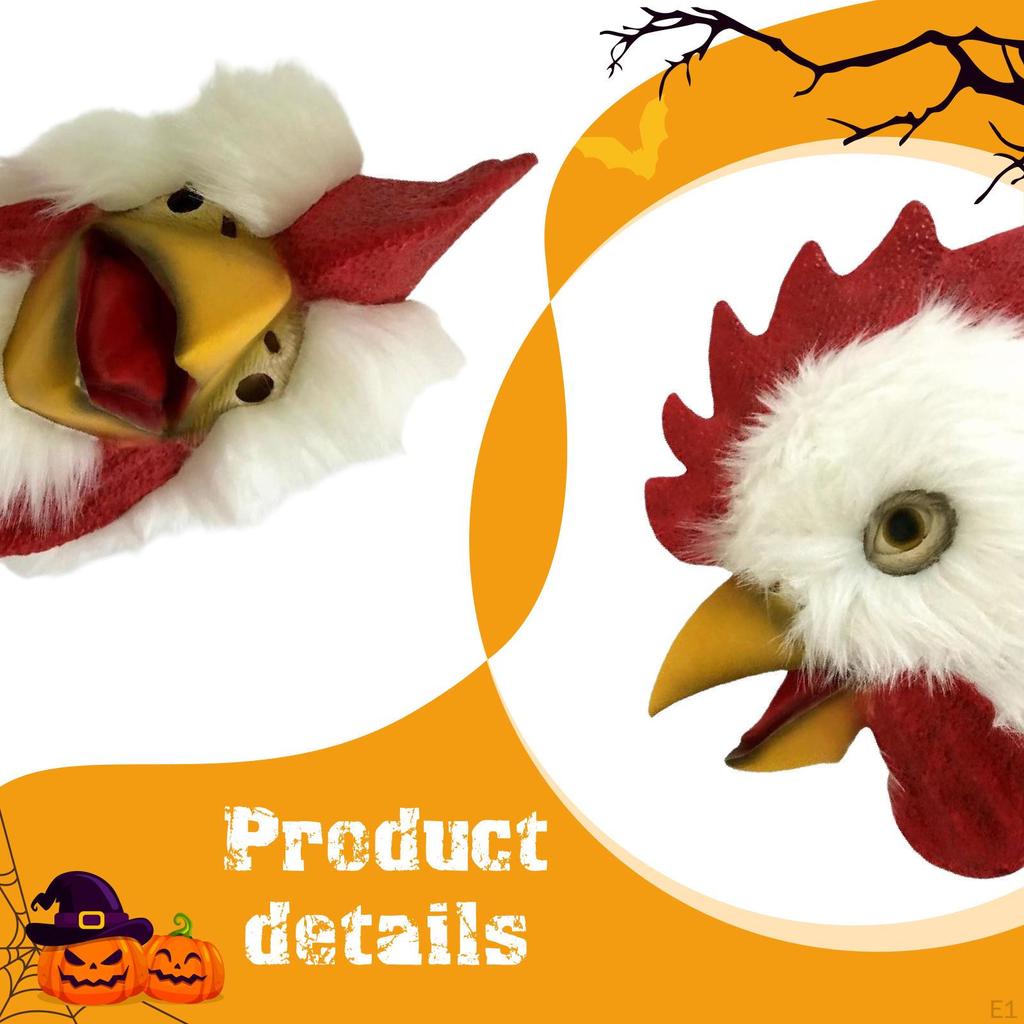 Head Halloween Costume Latex Hilarious Cosplay Animal Bird Cock Headwear for Role Play Christmas