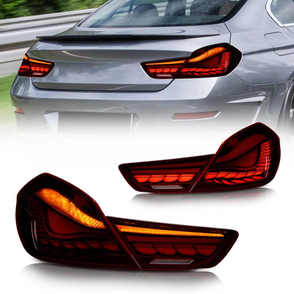 Culon Series Tail Light 3rd Generation M6 F12 F13 F06 Tail Light Dragon Scale Flowing Turn Signal Opening Motion Full LED FOR M6 Tail Light Red Lens