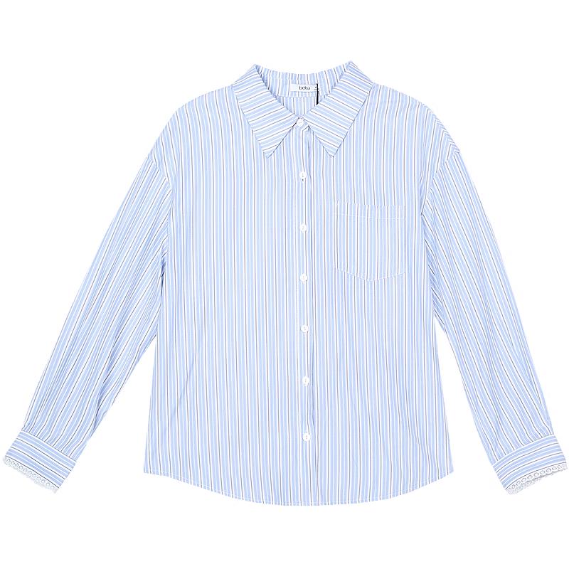 Betu Women's Striped Lace Long-Sleeve Commuter Shirt
