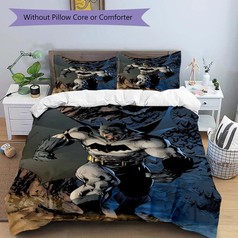 3pcs batman, superhero Duvet Cover Set (1 Duvet Cover + 2 Pillowcases, No Core) - Comfortable, And Breathable Bedroom Decoration yy251104031