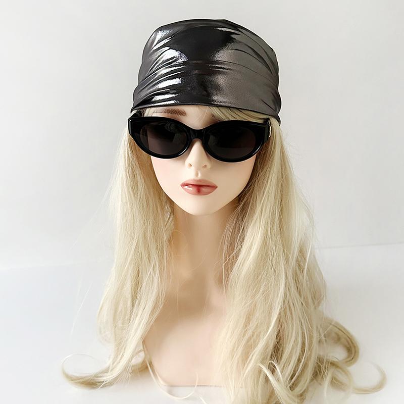 Retro Spicy Pu Leather Headscarf Hat Women Summer Y2K Square Scarf Hip-Hop Kerchief Korean Series Versatile Headband Hair Scarf