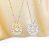 Princess On the Run: Summer Bow Necklace with Beating Heart, Titanium, Zirconia Clavicle Chain