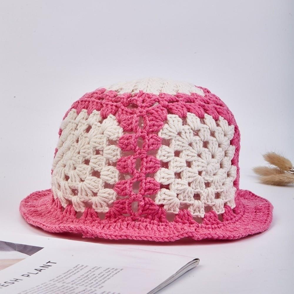 Lotus Leaf Edge Fisherman Hat Sunflower Patterned Crochet Bucket Hat Street HipHop