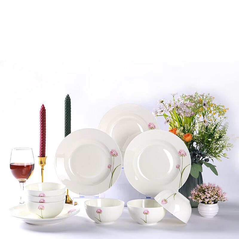 Northern Scenery Purple Dandelion Bone China 10-Piece Dinnerware Set