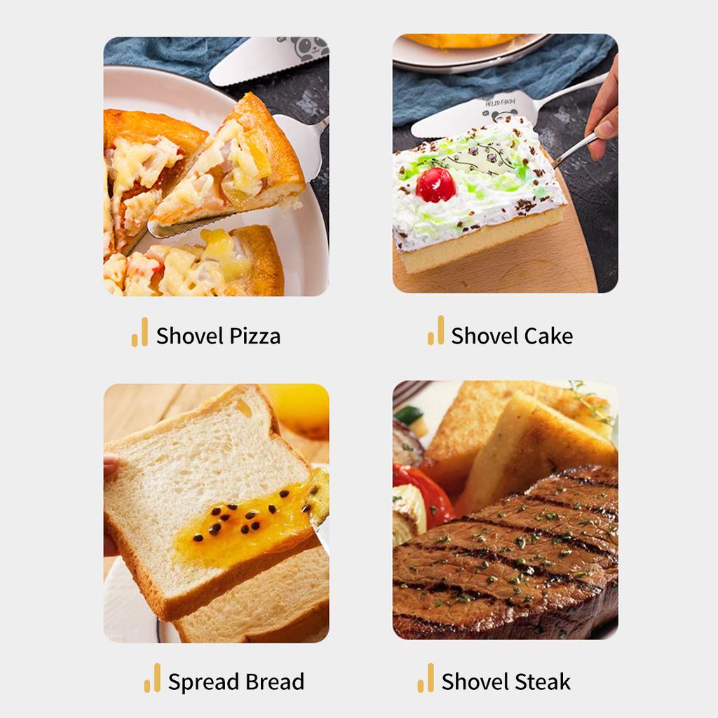 Cake Pizza Shovel 304 Stainless Steel Pizza Cookie Cutter Cake Spatula Serrated Edge Cake Server Pastry Accessories