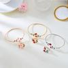 Retro Red Rose Flower Charm Bracelet Ring Set For Women Open Cuff Bangle Finger Ring Party Wedding Adjustable Jewelry Gift