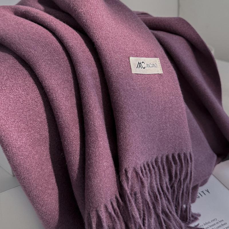 Cachecol Inverno Feminino Sólido 26 Cores Quente Espesso Caxemira Xale Moda Exterior Luxo Franjas Pashmina Envoltório Senhora Cachecóis à Prova de Vento