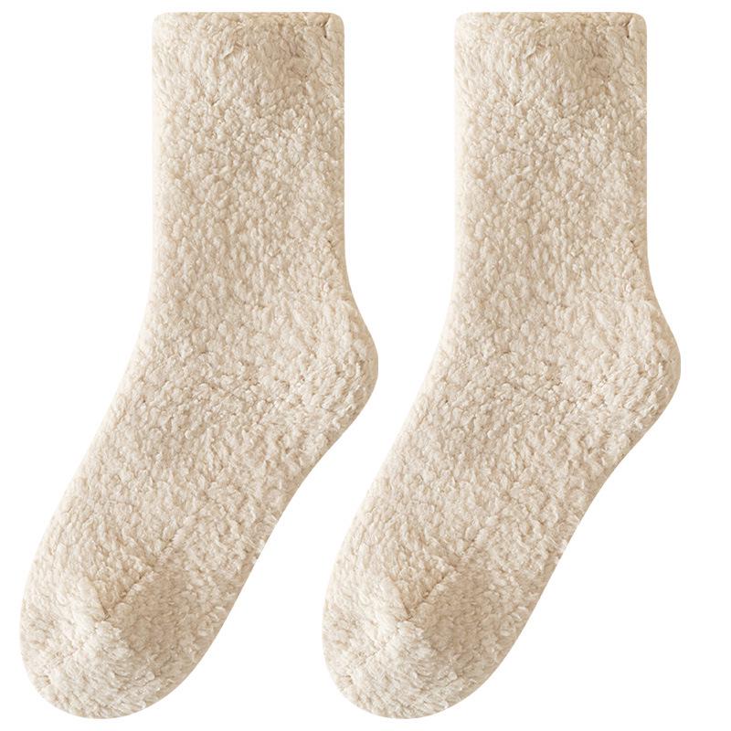 Women's Warm Fuzzy Mid-Calf Fleece Socks - Striped & Fluffy Japanese Style