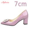 Aphixta 7cm 5cm Square Heels Patent Leather Pearl Buckle Shoes Woman Classics Pointed Toe Dress Official Pumps Party Big Size 48