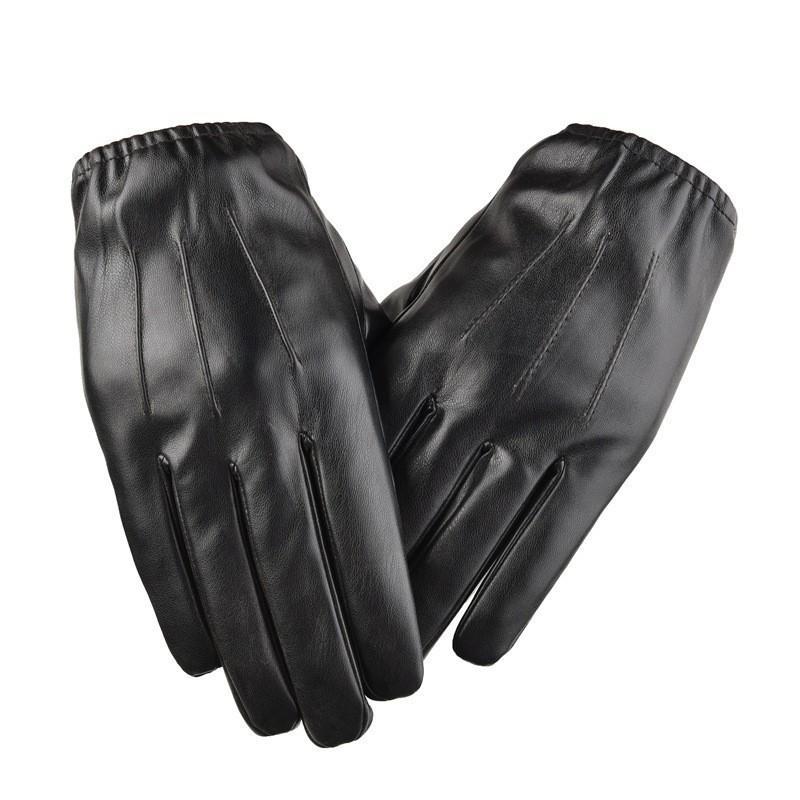 Pu Leather Mens Touchscreen Warm Gloves For Winter Driving Commuting