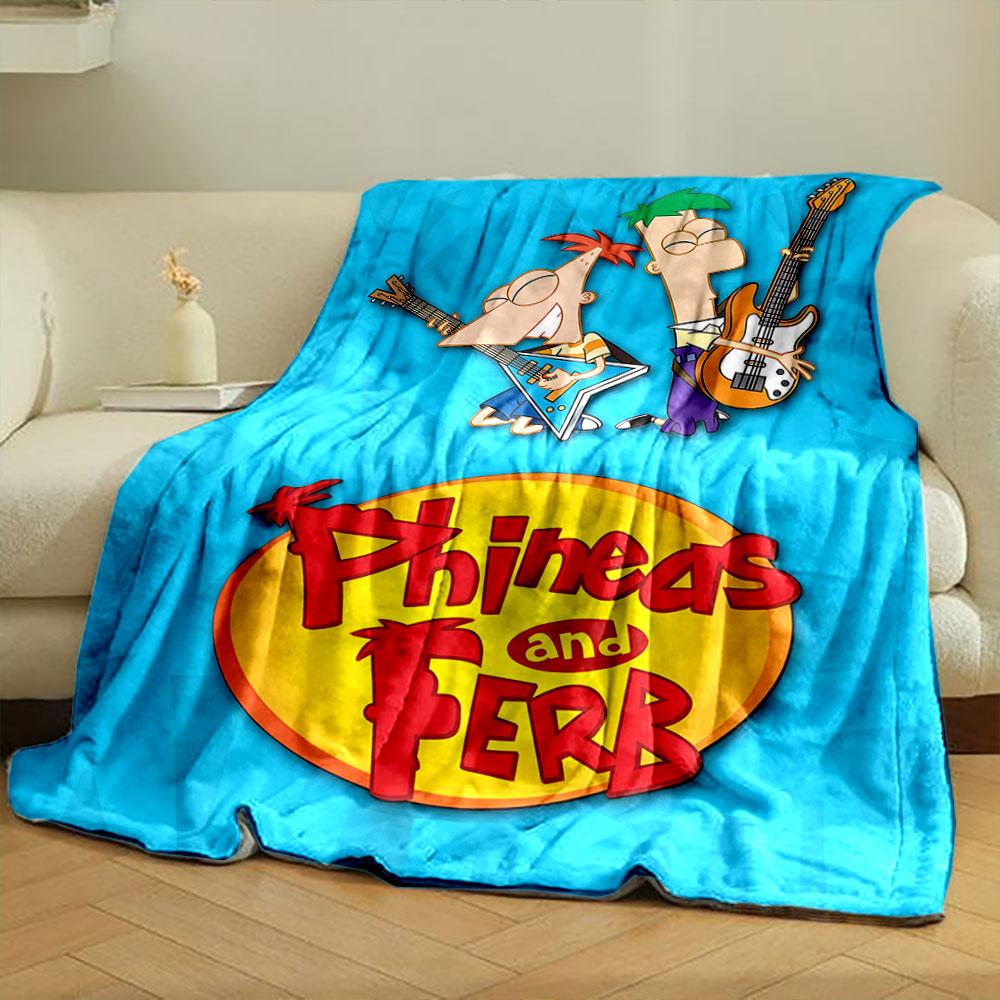 Two cartoon characters playing guitars with a yellow logo below them. for all seasons blanket lunch break throw gift