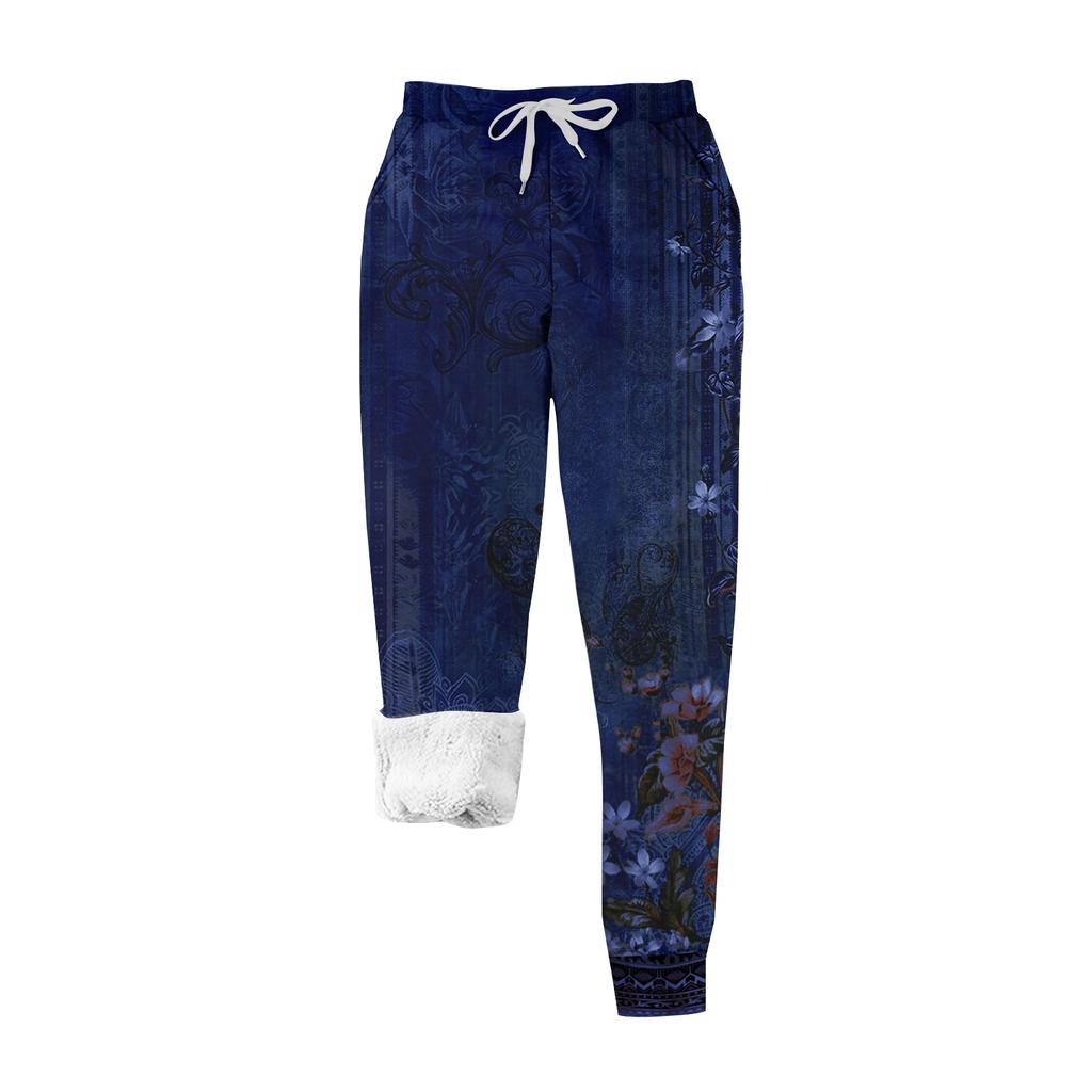 Women's Casual Fashion Home Christmas Print Plush Sweatpants