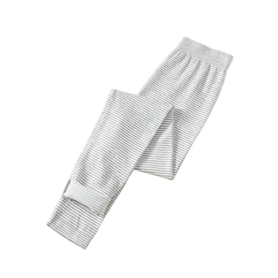 

Women Sleeping Pants Elastic High Waist Striped Print Long Pants Triangle Crotch-Plug-Up Design Seamless Pajama Bottoms