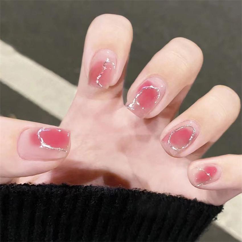 24Pcs Red Sweetheart White Checkerboard Press On Nails Removable Fake Nail Tips Art Acrylic Manicure