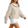 Women's Color Long Sleeve Zip-Up Sweatshirt with Collar for Casual Daily Wear
