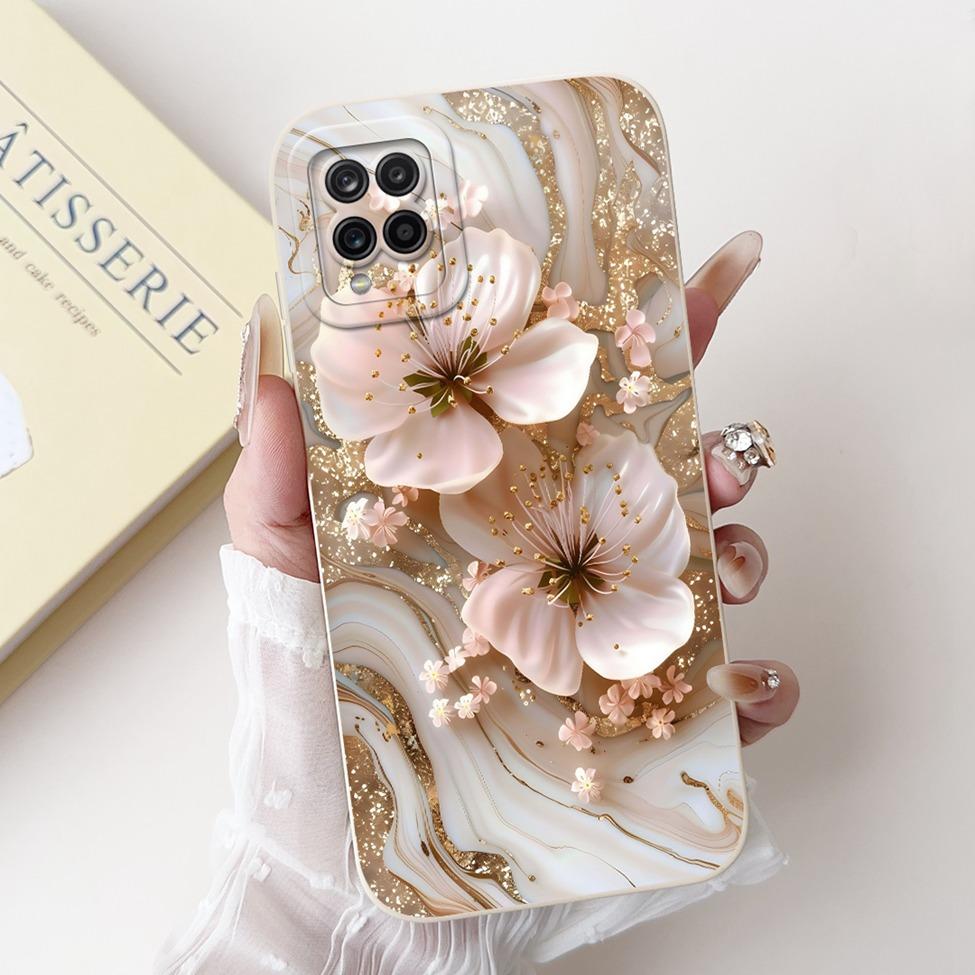 Funda For Samsung A12 Case A125F Silicone Cute Kawaii Luxury Fashion Flowers Cover For Samsung Galaxy A12 Phone Case Shockproof
