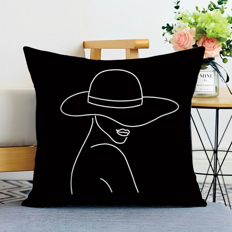Black And White Ins Style Printed Decorative Pillowcase Bedroom Living Room Square Cushion Pillowcase