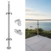 304 Stainless Steel Handrail Balustrade Post, Brushed Finish with Glass Clamps, Stair Balcony Glass Railing Post