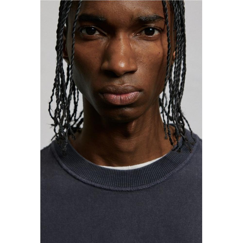 H M Boxy FiT wasHed T sHirT Black