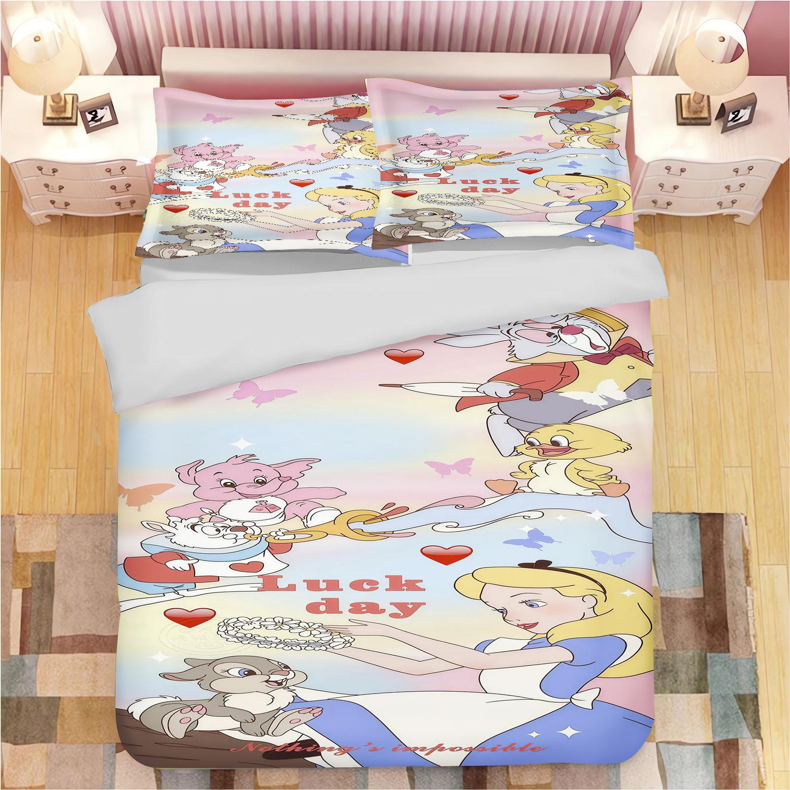 

Comforter Cartoon Alice Fairytale Princess Anime Luxury Bedding Set Children Grade A Printed Queen Size Home Modern Comforter (quilt)-EU Single(135*200cm)3pcs