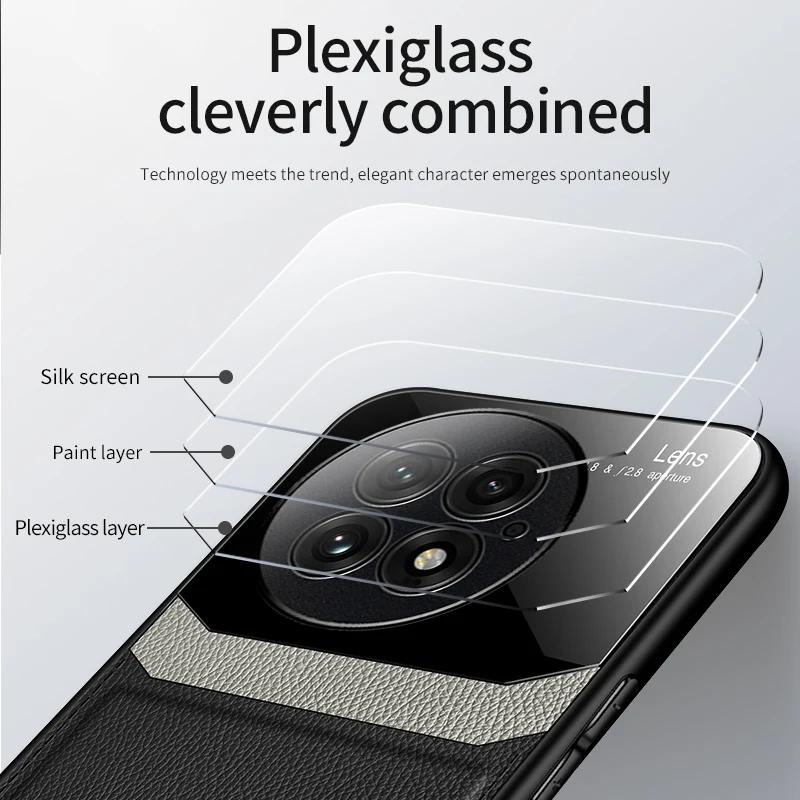 EUCAGR Acrylic PU Leather Case For Oneplus 13 13T 12 11 9R 8T 8Pro Camera Protect Phone Back Cover for Oneplus 13 Frame Coque