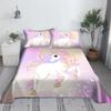 Multi colored unicorn bed sheet 3D printed cartoon polyester bed sheet with pillowcase, children's bedding gift set in full size