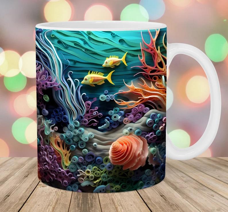 

3D Подарок на День отца Папа Керамическая кофейная кружка Отец Золотая рыбка Чашка для воды Рыбалка Рыбалка 301-400ml