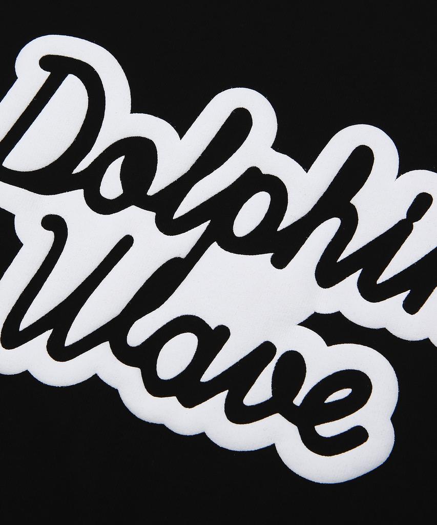 DOLPHIN WAVE APPAREL Dolphin Foam Print Big Logo Ringer Short Sleeve T-Shirt Black
