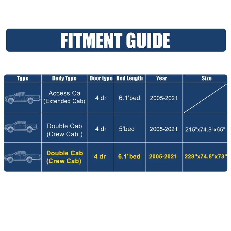 Motoforti Pickup Truck Car Cover Fit for Ford F150 Crew Cab 6.5ft Bed Pickup 4 Door