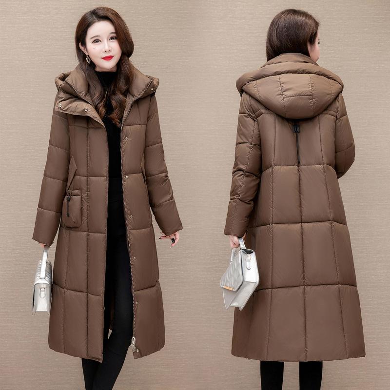 Piumino per donna Nuovo cappotto spesso sopra il ginocchio di media lunghezza per autunno e inverno per donna